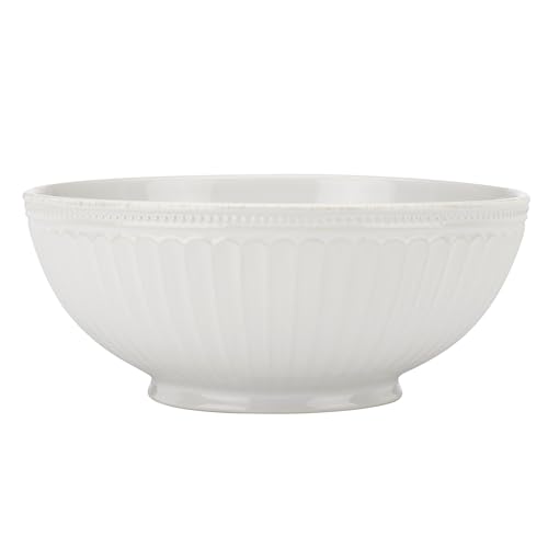French Perle Groove White Stoneware Serving Bowl (Serving Bowl)