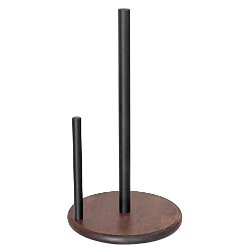 Paper Towel Holder Countertop with Real Wood Round Base