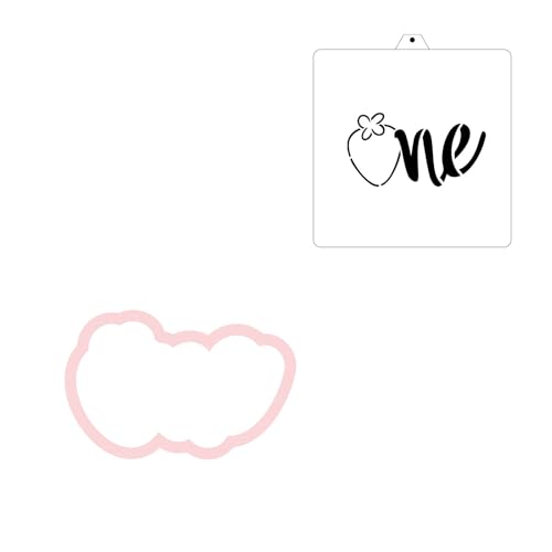 Cookie Cutter and Stencil Bundle Royal Icing Cookies Stencils Paint Your Own Biscuit Bakery Starter Kits Royal Icing Fondant Cutters Birthday Wedding Holiday Cookies Painting Coloring Pages Comb (Strawberry One)