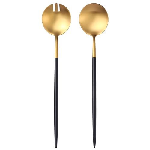 Black Gold Salad Serving Utensils (Black/Gold)