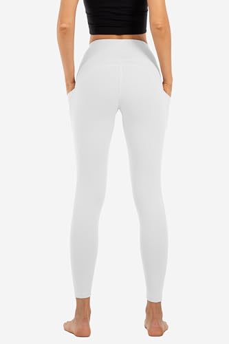 Butt Lifting High Waist Leggings for Women Buttery Soft Yoga Pants with Pockets Moisture (Large / White)