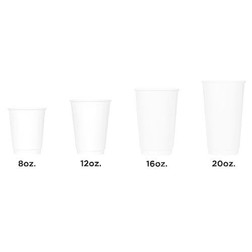 10 oz Double Wall Insulated Coffee Cup [500 Count] White Paper Hot Cup (10 OZ / Insulated - White)