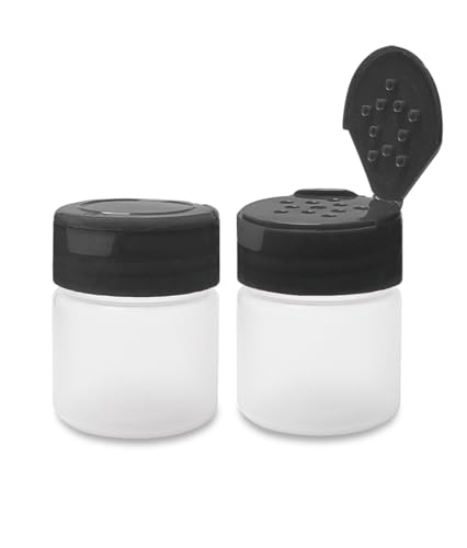 1 oz Plastic Spice Jars with Black Flip & Sift Caps