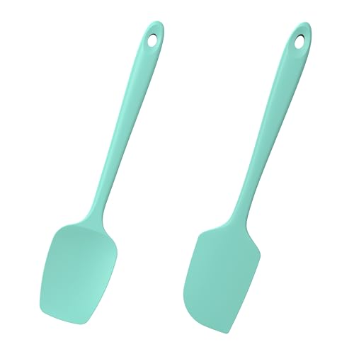 600°F Heat Resistant Silicone Spatula Spoonula (Flat & Spoon Spatulas / Aqua Sky)