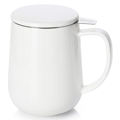 20 OZ Porcelain Tea Mug with Infuser and Lid (White)