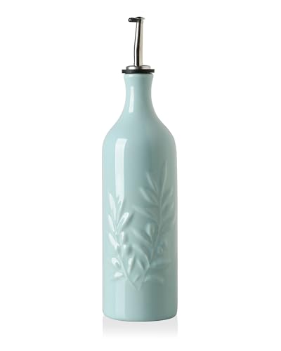 Sweejar Large Ceramic Olive Oil Dispenser Bottle (Light Blue / 24 oz, Set of 1)