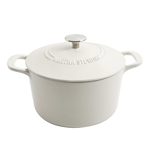 Gatwick 7 Quart Enamel Cast Iron Dutch Oven (Linen w/ Silver Knob / 7-Quart)