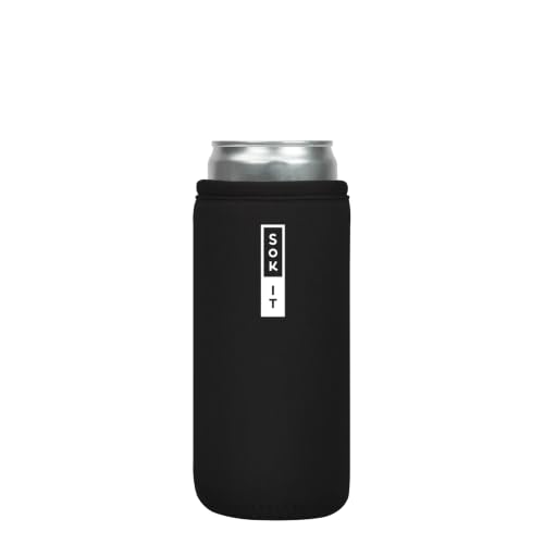 CanSok Sleeve for Beer & Soda Insulated Neoprene Cover (Black / 12oz Slim Can Sleeve)