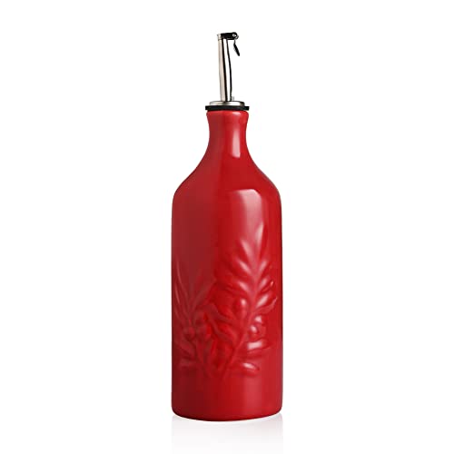 Sweejar Ceramic Olive Oil Dispenser Bottle (Red / 20 oz, Set of 1)