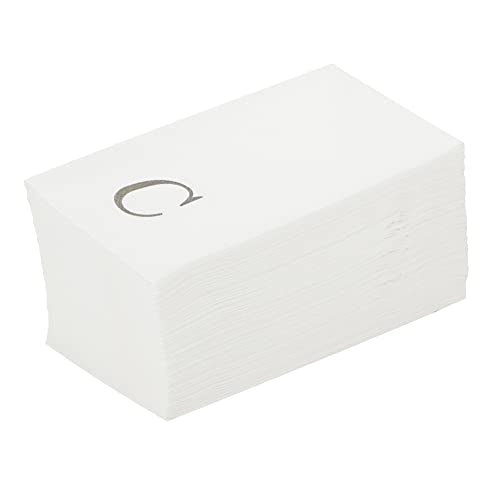 Paper Rectangle Silver Letter C Linen (Silver / 50 Count / C)