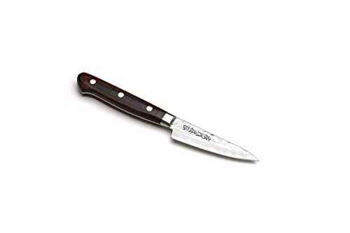VG10 16 Layer Hammered Damascus Stainless Steel Paring Utility Knife (3.2" / Mahogany Handle)