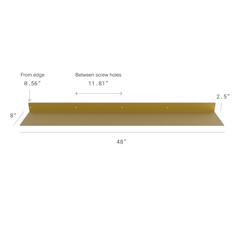 Linear Floating Shelf (48-inch X 8-inch Powder Coated Gold)