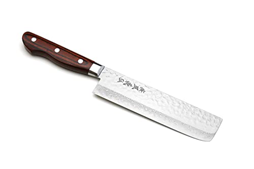 VG10 16 Layer Hammered Damascus Stainless Steel Nakiri Vegetable Knife 6.5'' (Nakiri 6.5" (165mm) / Mahogany Handle)