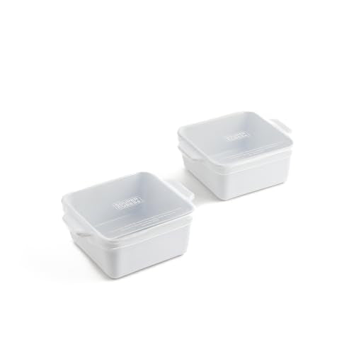 5x5" Ceramic Baking Dishes with Lids (White / 5"x5" - MADE IN USA)