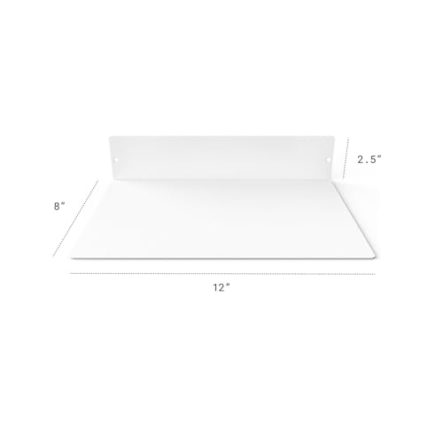 Made in USA Linear Floating Shelf (12-inch X 8-inch Powder Coated White)