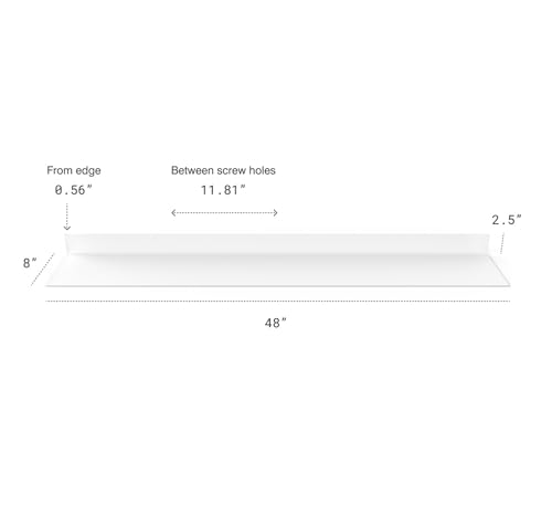 Made in USA Linear Floating Shelf (48-inch X 8-inch Powder Coated White)