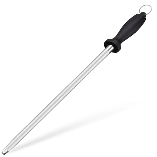 12" Professional Carbon Steel Knife Honing Rod with Hanging Holes (12 inches)