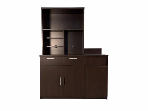 Compact Hutch Cabinet with Door Storage (54" W – Door + Trash + Hutch)