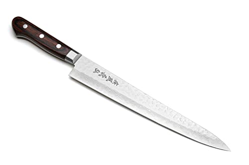 VG10 16 Layer Hammered Damascus Stainless Steel Sujihiki Slicer Chefs Knife (9.5" / Mahogany Handle)