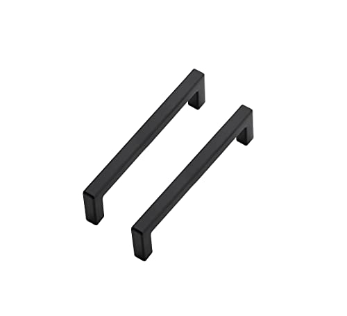 Matte Black Cabinet Handles Solid Cabinet Pulls (Black / Flat Black 4" Hole Center)