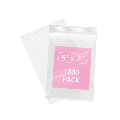 1000 Pcs 5" x 7" Clear Small Zip Bag (1000 Count)