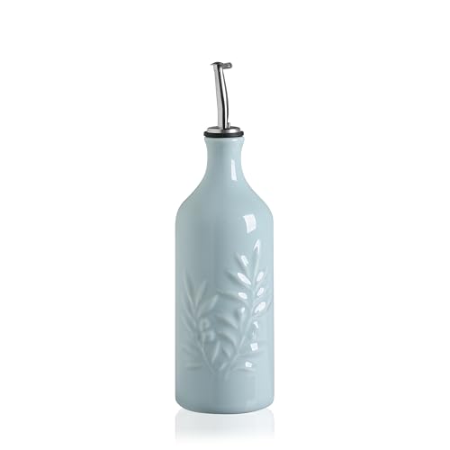 Sweejar Ceramic Olive Oil Dispenser Bottle (Light Blue / 20 oz, Set of 1)
