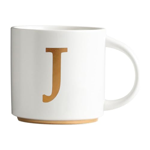 Monogram Ceramic Mugs (gold-J)