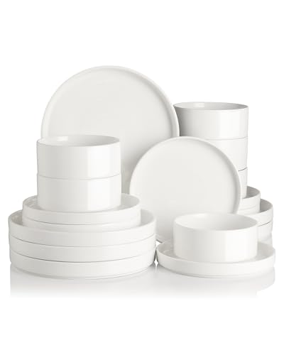 Sweejar Porcelain Dinnerware Sets for 6 (Pure White / Service for 6 (18pcs))