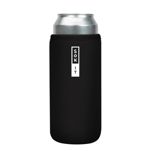CanSok Sleeve for Beer & Soda Insulated Neoprene Cover (Black / 25oz Can Sleeve)
