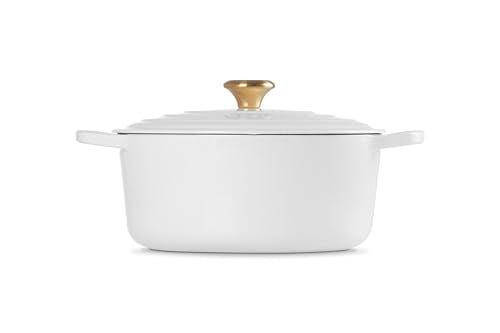 Enameled Cast Iron Round Dutch Oven (White / 7.25 Qt)