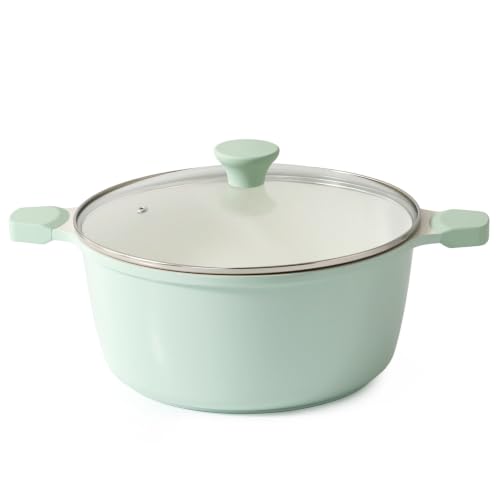 Ceramic Nonstick Stock Pot with Lid (7 Quarts / Mint Green)