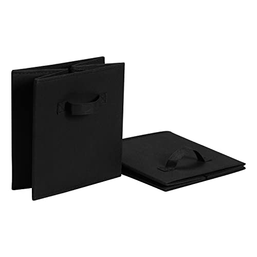 Collapsible Fabric Storage Cube Bins Organizer with Handles (Black / 13"x13"x13")