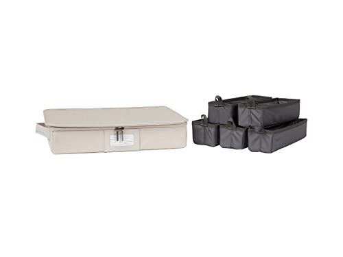 Flatware Storage Box with Removable Trays (Beige Heather / 15W x 11D x 3H)