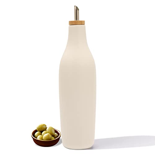 Ceramic Olive Oil Dispenser for Kitchen (White)