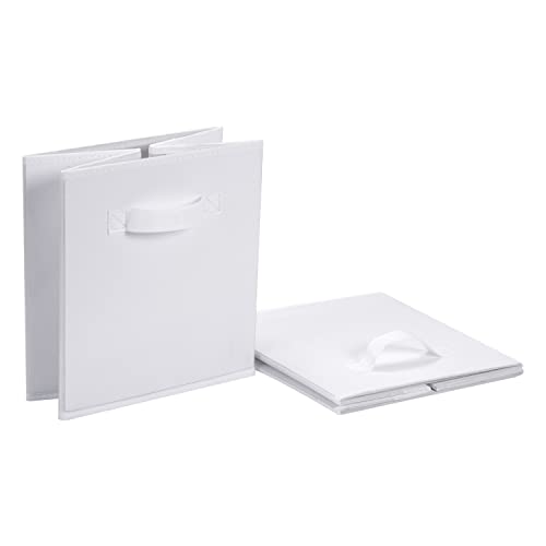 Collapsible Fabric Storage Cubes Organizer with Handles (White / 10.5"x10.5"x11")