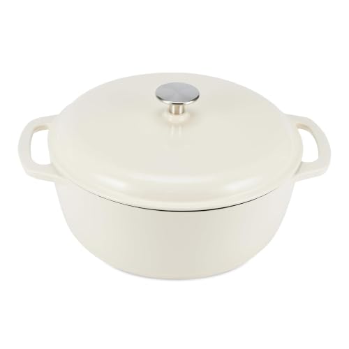 Enameled Cast Iron Dutch Oven Pot with Lid (White / 4.3-Quart)