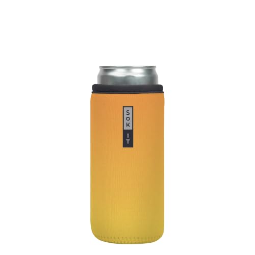 CanSok Sleeve for Beer & Soda Insulated Neoprene Cover (Mango Ombre / 12oz Slim Can Sleeve)