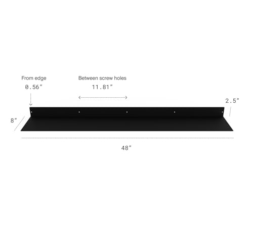 Linear Floating Shelf (48-inch X 8-inch Powder Coated Matte Black)