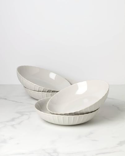 897192 French Perle Scallop Dinner Bowls (Dinner Bowls, Set of 4 / White)