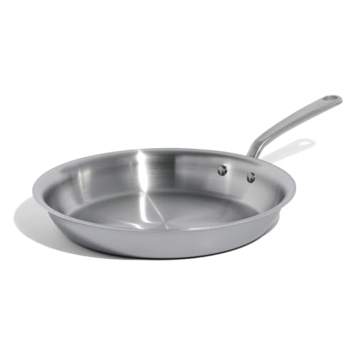 Cookware - 12-Inch Stainless Steel Frying Pan - 5 Ply Stainless Clad - Professional Cookware - Crafted in Italy - Induction Compatible (12")
