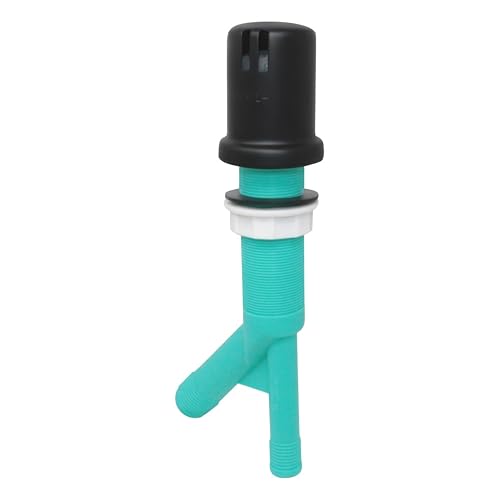 Dishwasher Air Gap with Skirted Black Matte Brass Cap and Extra Long Threaded Body for Thick or Thin Kitchen Countertops (AG200-506)