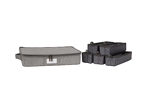 Flatware Storage Box with Removable Trays (Grey Heather / 15W x 11D x 3H)