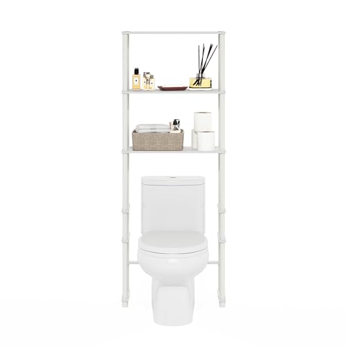 Turn-N-Tube Over The Toilet Storage, 3-Shelf Over The Toilet Organizer, Freestanding Space Saver Bathroom Shelf, for Bathroom Organizers and Storage, White (White/White / Basic Rack)