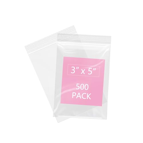 500 Pcs 3" x 5" Clear Small Zip Bag (500 Count)
