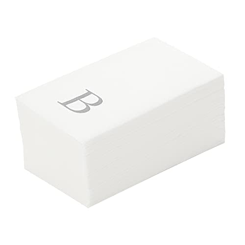 Paper Rectangle Silver Letter B Linen (Silver / 50 Count / B)