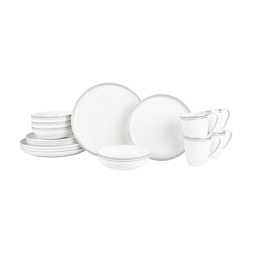 by Fitz and Floyd Nevaeh Bone China Coupe Platinum Bands Dinnerware Set (Platinum / Service for 4)