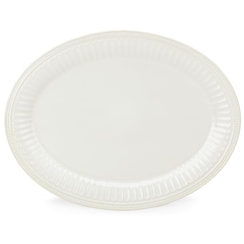 French Perle Groove White Stoneware Serving Platter (Platter)