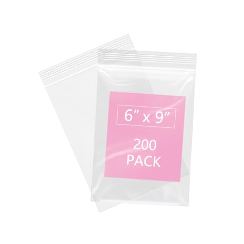 200 Pcs 6" x 9" Plastic Zip Poly Bags (200 Count)