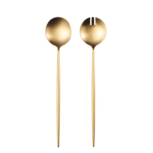 8 Piece Gold Salad Serving Set (Salad Servers Set include 6 Forks gold)
