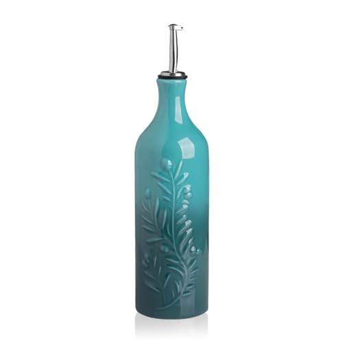 Sweejar Large Olive Oil Dispenser Bottle with Spout (Gradient Blue / Patterned styles)